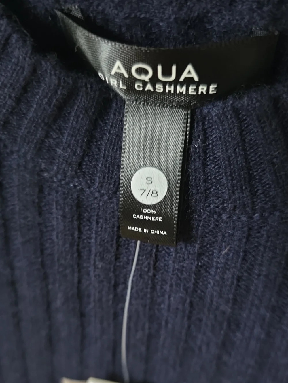 NWT Aqua Cashmere Navy Long-sleeve Sweater Dress, 7/8Y